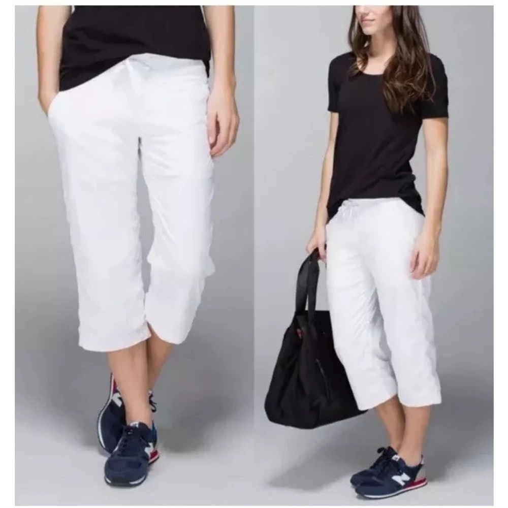 Lululemon Dance Studio Crop Pants White Lined Jogger Track Pant Activewear
